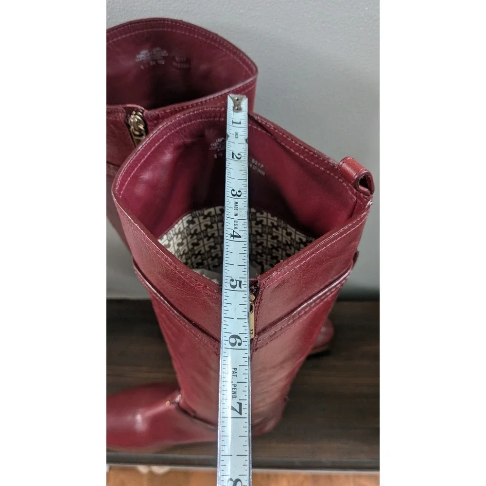 Tory Burch Calista Riding Boots Bordeaux Leather Knee High Womens 9M